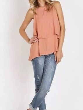 Free People Layers In Love Tunic Tank Size Medium Dark Apricot Open Back